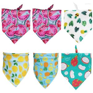 Hondenkleding Y5LE 6 Stuks Zomer Fruit Print Wasbaar Voor DRIEHOEK Slabbetjes Huisdier Hoofddoek Sjaal Kleine Middelgrote Honden Puppy Feestelijke Decoratie