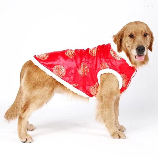 Ropa para perros Año Abrigo grande Chaleco Chaqueta Invierno Ropa grande Tang Traje Cheongsam Samoyedo Husky Labrador Golden Retrieve Ropa