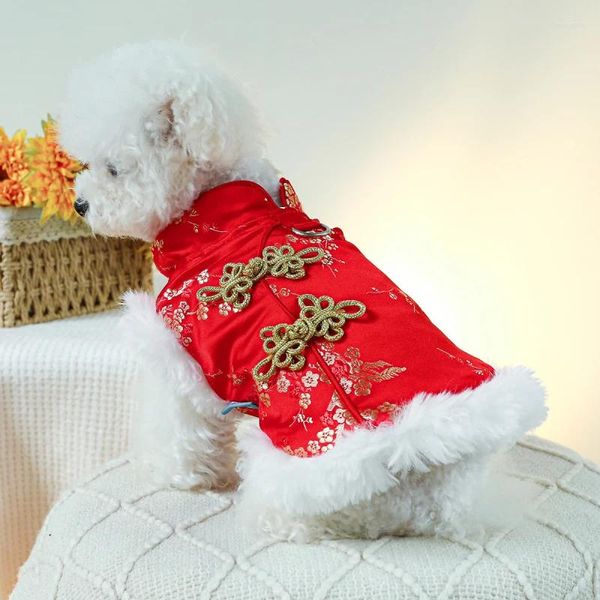 Ropa para perros Ropa de año Traje Tang Traje de invierno Abrigo para mascotas Chaqueta Chaleco Festival de primavera chino Disfraz Yorkie Pomeranian Poodle Ropa