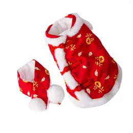 Costume d'année de vêtements de chien avec un costume de Tang d'animaux de compagnie doux d'écharpe pour la fête à thème de chiot