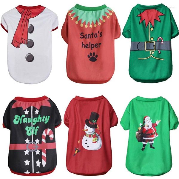 Ropa para perros Año Imprimir Camisa para gatos Chrismas Algodón Ropa para mascotas Ropa para perros pequeños Cachorro Chihuahua Jerseys Masscota Abrigo Perro