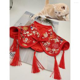 Ropa para perros Estilo de año Mantón para mascotas Patrón festivo Colgantes de borlas Suave Cómodo Capa china Vestido de vacaciones Regalos para perros Gatos