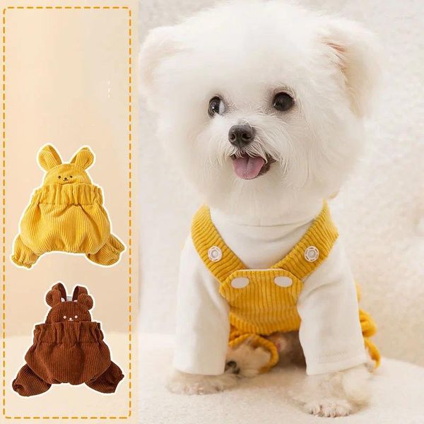 Ropa para perros oso amarillo ropa de cuatro patas ropa de pana de invierno cachorro de cachorro cómodo y tibio pantalones suministros de mascotas xs-xl