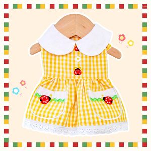 Chien Vêtements Jaune Plaid Chat Tutu Robes Conception Pet Maid Chiot Dentelle Jupe Printemps Été Vêtements Outfit XS XL Boutique En Gros