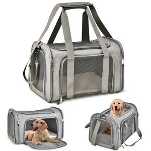 Hondbag zachte zijde rugzak Cat Pet Carriers Dog Travel Bags Airline goedgekeurd transport voor kleine honden katten uitgestoken 240422