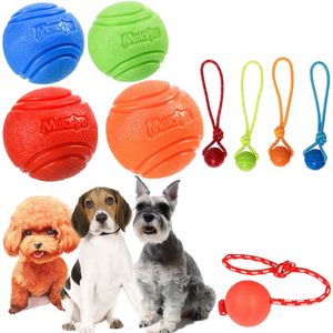 Balle pour chien jouets pour chiots pour animaux de compagnie jouets à mâcher indestructibles balle avec ficelle jouets interactifs pour petit chien balle solide en caoutchouc gonflable