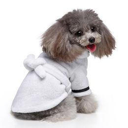 Pain de peinture de chien Petit chiens hiver luxe doux flanelle épaissie pyjama à capuche sèche rapide et super absorbant Baignoire de bain serviette de nuit de nuit pour chats chiots