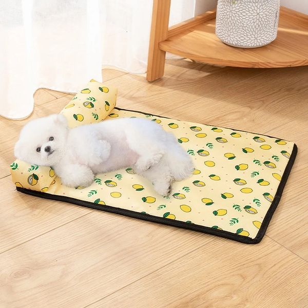 Mat de lit pour chien tapis de refroidissement de refroidissement Pet Pierre Lit de couchage avec coussin chiens chats glacière couverture refroidissante lit pour animaux de compagnie Cama Perro 240410