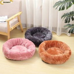 Hondenbed Ronde Wasbare huisdieren Winter Warm Slapen Pluche Kengel Cat Matten Puppy kussen Mat Bedden voor grote honden 240426