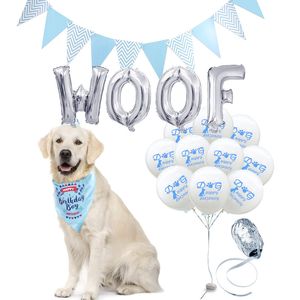 Decoración de fiesta, globos de cumpleaños para perros, globos con letras, accesorios para perros WOOF, productos para mascotas, sombrero de safari, oro rosa