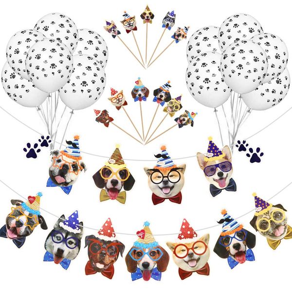 Décorations d'anniversaire pour chien 12 pouces, ballons imprimés de pattes de chien, garniture de gâteau pour animal de compagnie, fournitures de fête pour chiot