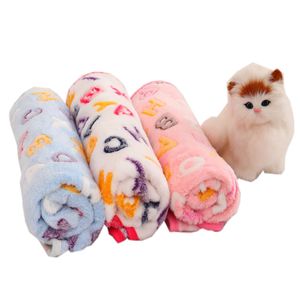 Hond deken hond bed matten zachte koraal fleece poot voet print warme slaapbedden cover mat voor kleine medium honden katten benodigdheden