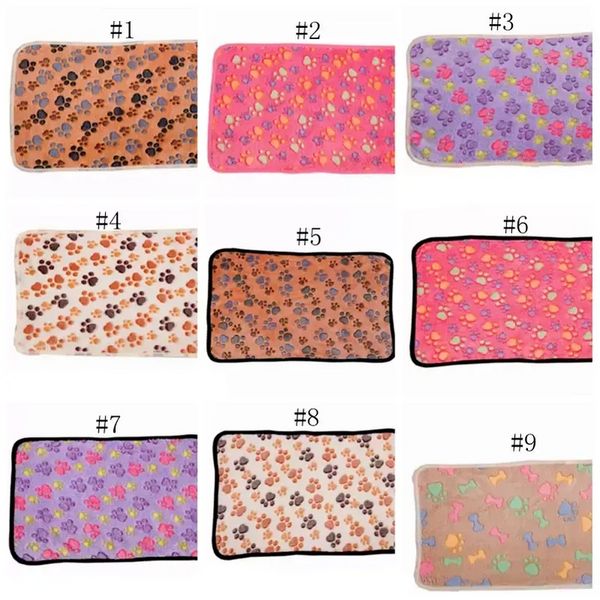 Couverture pour chien, stylos imprimés de pattes, tapis de lit pour petits chiens, couverture de lit chaude, polaire douce, 15 modèles PRO232