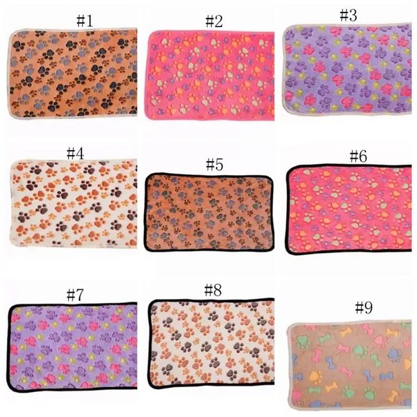 Manta para perros, bolígrafos con estampado de patas, camas, esteras para perros pequeños, funda de cama cálida para dormir, mantas suaves de lana, 15 diseños BES121