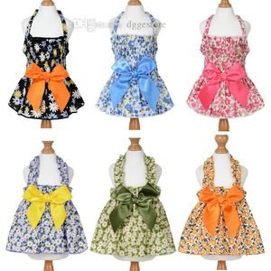 Robe florale à nœud papillon pour chien, robes de princesse pour petite fille, chien, jupe à bretelles pour chien, robe d'été florale pour chiot, tenue de chien pour petits chiens, chats S A722