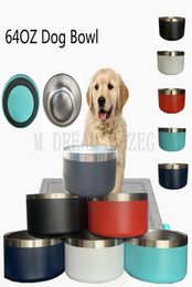 Bol de chiens 64oz 1800 ml 304 Fiches en acier inoxydable Feeding Feeder Water Station alimentaire Solution Puppy Supplies1407773