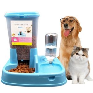 Dog Bowl Blue Automatic Feeder Cat Doble agua potable para mascotas Gran capacidad para suministros Y200917