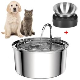 Gamelles pour chiens Mangeoires 3.2LStainless acier chat fontaine d'eau filtre capteur automatique abreuvoir pour animaux de compagnie chats chiens distributeur d'eau bol pour chat en acier inoxydable 231031