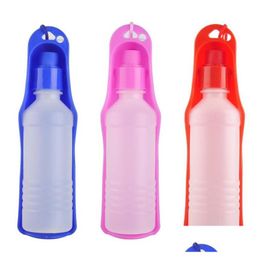 Bols pour chiens Mangeoires 3 couleurs 250 ml Pet Cat Eau Alimentation Boisson Bouteille Distributeur Voyage Portable Pliable Bol en plastique Drop Livraison H Dhvcs