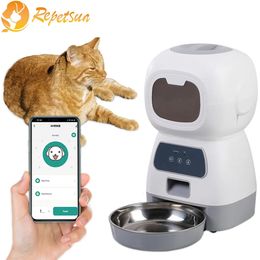 Bols pour chiens Mangeoires 35L mangeoire automatique pour animaux de compagnie pour chats WiFi tourbillon intelligent lent avec enregistreur vocal distributeur de nourriture pour chat de grande capacité 231031