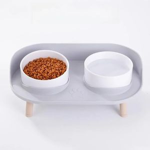 Comederos para perros, cuencos dobles de plástico ABS, cuencos para comida y agua, previenen golpes, protegen la columna cervical, cuencos para gatos y mascotas para perros pequeños y grandes 231031