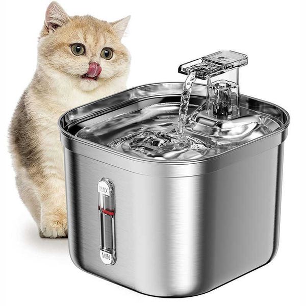 Cuencos para perros Alimentadores Fuente para beber para gatos Fuentes automáticas para mascotas de acero inoxidable Dispensador de agua Fuente de bomba ultra silenciosa para múltiples mascotas Y2303