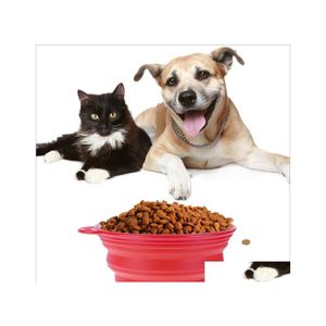 Hondenkommen Feeders Inkapsibel Sile Klaampkom puppy Petvoeding Kat Travel Water Dish Feeder opvouwbaar Outdoor YSY252L DROP DELIV OTYAR