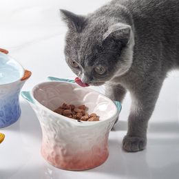 Hond Bowls Feeders Leuke Kat Keramische Voerbak Huisdier Hoge Voet Eten Drinken Voerbakken Kleine Hond Water Feeders Vis Vorm Katten Schotel 230719