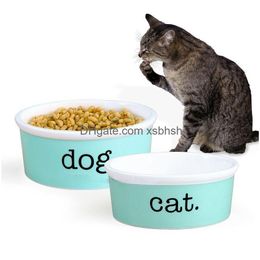 Bol à chiens mangeurs concepteurs lourds en céramique haut brillant chat aliments durables et eau animale à mât lave-vaisse