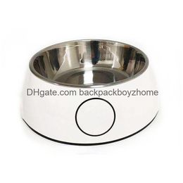 Gamelles pour chiens Mangeoires pour chiens en acier inoxydable de créateur, sans gâchis, sans déversement, base en caoutchouc pour plats de nourriture de petite et moyenne taille R Dh1R9