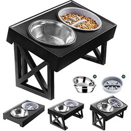 Hondenvoerbakken Verhoogde voerbak voor honden Verhoogde voerbak voor hondenvoer, waterbak met slowfeeder, 3 verstelbare hoogtes Staande Gamelle pour chien Middelgrote hond 231213