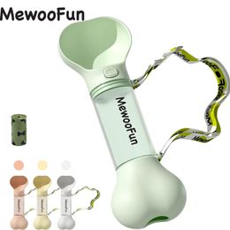 Hond Bowls Feeders Mewoofun Kat Hond Waterfles Voerbak 2 in 1 Lekvrije Draagbare Mode Huisdier Drinken Tool Outdoor Reizen Met Poepzak 230719