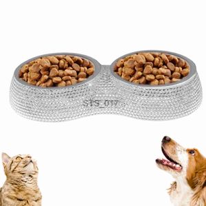 Gamelles pour chiens Mangeoires Autres fournitures pour animaux de compagnie Bols doubles pour animaux de compagnie Bling Dog Feeder Eau en acier inoxydable pour animaux de compagnie Pot à vaisselle Feeder Cat Puppy Pet Feeding Small Dog Supplies x07