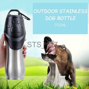 Bols pour chiens Mangeoires Autres fournitures pour animaux de compagnie Bouteille pour animaux de compagnie 750 ML Haute capacité Portable Sécurité Acier inoxydable Chien Chat Bouteille d'eau potable Extérieur Voyage Chien Bol Distributeur