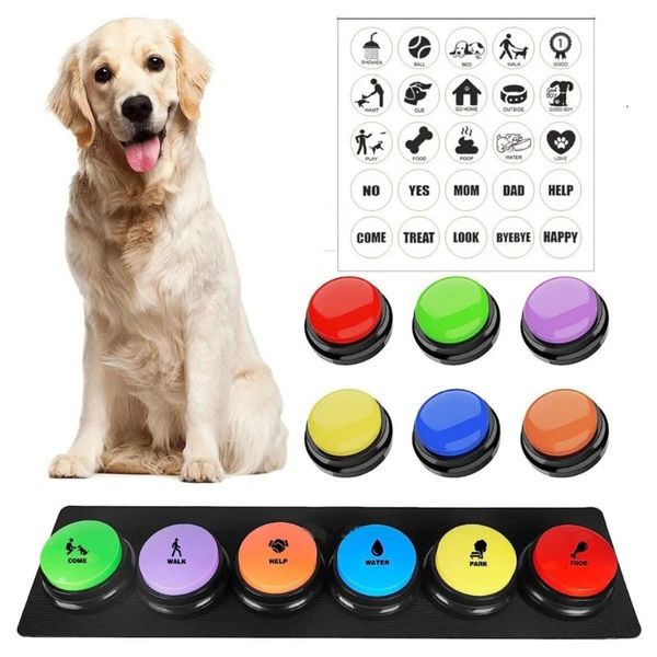 Comederos para perros Botones para comunicación Botones parlantes para perros Alfombrilla con botones de grabación sonoros para entrenamiento de comportamiento de gatos y mascotas 231011