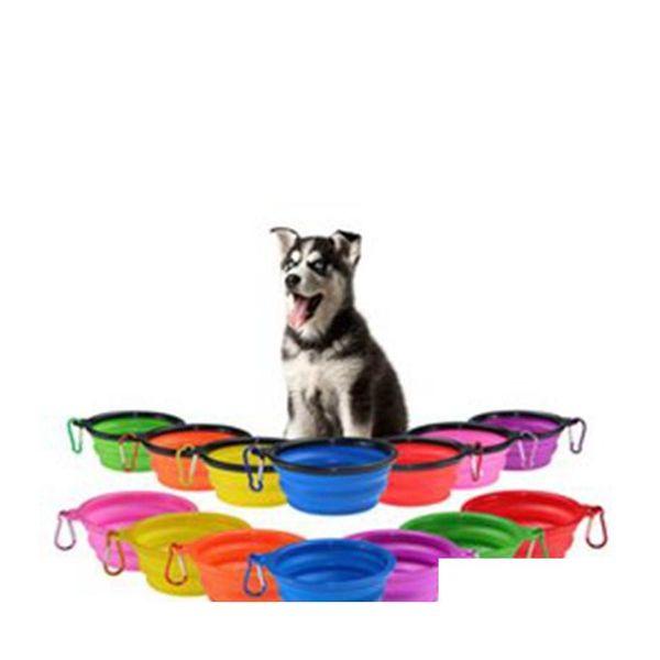 Gamelles pour chiens Feeders Pet Dog Cat Feeding Bowl Slow Food Water Dish Feeder Sile Pliable Choke Bols pour les voyages en plein air 9 couleurs à Ch Dhrs8