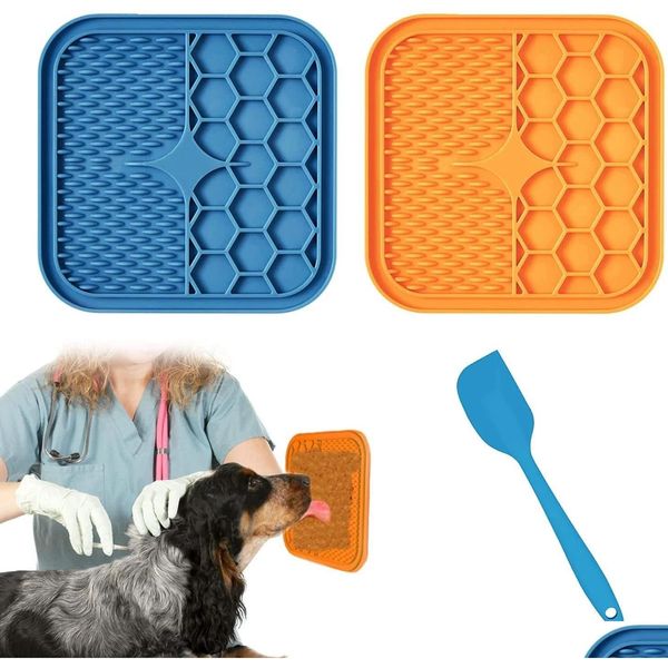 Comederos para perros Comederos para mascotas Estera de alimentación con raspador Almohadilla de alimentación más lenta para gatos Licky Lamiendo Cachorros Baño Almohadillas de distracción Sile Dispens Dhe4I