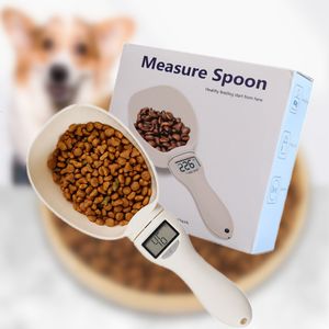 Dog Bowls Feeders Pet Food Scale Dog Cat Feeding Bowl Measuring Spoon Kitchen Scale Digital Display Pet Accessories Dog Food Container 230901