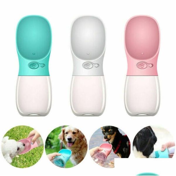 Cuencos para perros Alimentadores Botella de agua portátil para mascotas Dispensador de viaje para cachorros y gatos Alimentador para beber al aire libre 350 ml 500 ml para perros pequeños y grandes Y Dh68F