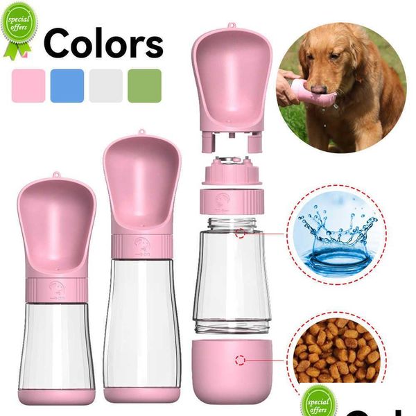 Tazones para perros Alimentadores Botella de agua portátil para perros pequeños y grandes Caminar al aire libre Cachorro Pet Travel Drinking Bowl Suministros Drop Delivery Dhbgx