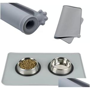 Cuencos para perros Alimentadores Sile Estera para mascotas para gato Almohadilla de comida impermeable Tazón Beber Alimentación Placemat Fácil Lavado 6 colores Entrega de gota Inicio Gar Dhkgt