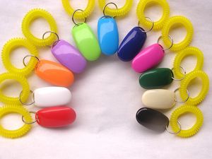 Hond Training Knop Clicker Pet Sound Trainer Met Pols Band Aid Guide Pet Click Tool Dogs Supplies 11 Colors 100st DHL