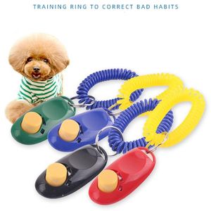 Dog Button Clicker Pet Sound Trainer met polsband Hulpgids Pet Click Training Tool Hondenbenodigdheden 11 kleuren 100 stuks behendigheidstrainingproducten