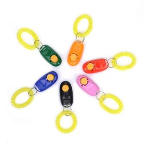 Bouton de chien Clicker Pet Trainer Sound avec brands de poignet Guide de compagnie Click Training Training Tool Dogs fournit 11 couleurs 100pcs8292872