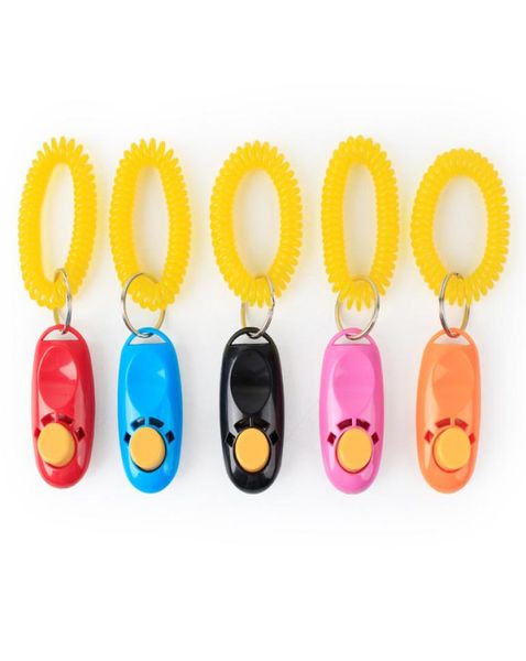 Botón para perro Llavero Clicker Entrenamiento de sonido para mascotas con muñequera Haga clic en Herramienta de entrenamiento Guía de ayuda Mascotas Perros Suministros 11 colores Availabl9501248