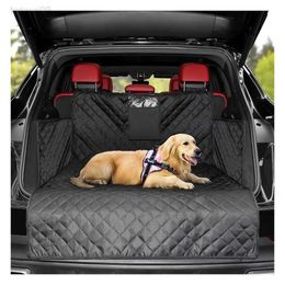 Cubierta de coche para perros Lona Impermeable Antisuciedad Auto Estera del asiento del maletero Portadores de mascotas Protector Hamaca Cojín Se adapta a la mayoría de los autos HKD230706