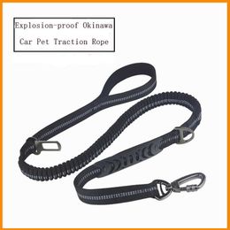 Chien voiture ceinture de sécurité voiture Pet Traction corde tampon rétractable réfléchissant Traction ceinture épaisse courte tirer poignée 211006