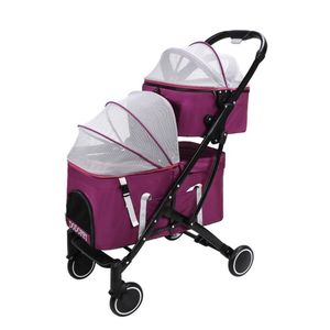 Hondenauto stoelbekledingen 4 wiel huisdier dubbellaagse kinderwagen katten reis afneembare draagbare inklapbare kinderwagens voor kleine honden