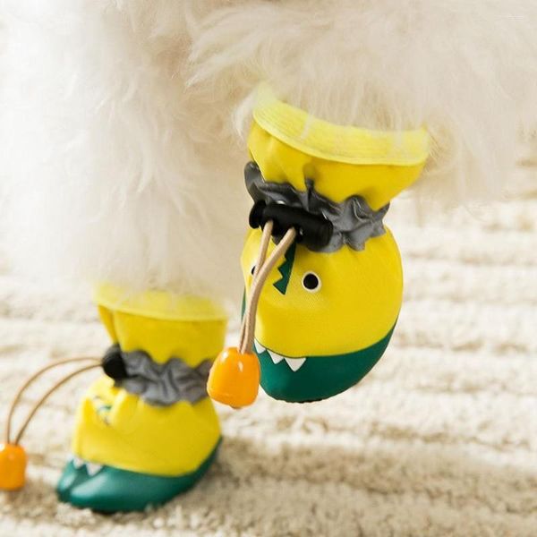 Housses de siège de voiture pour chien 4 pièces/ensemble chaussures de pluie pour animaux de compagnie anti-dérapant chaussures de chat imperméables bottes en caoutchouc forme de Crocodile pour chaussures d'extérieur chaussettes