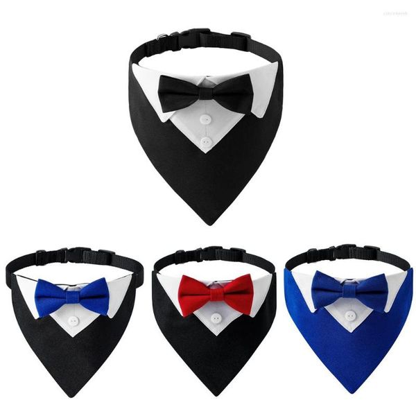 Housses de siège de voiture pour chien, collier avec nœud papillon, smoking, bandana réglable, formel, chiot, Triangle, vêtements de cou pour mariage, anniversaire, déguisement, fête Cosplay